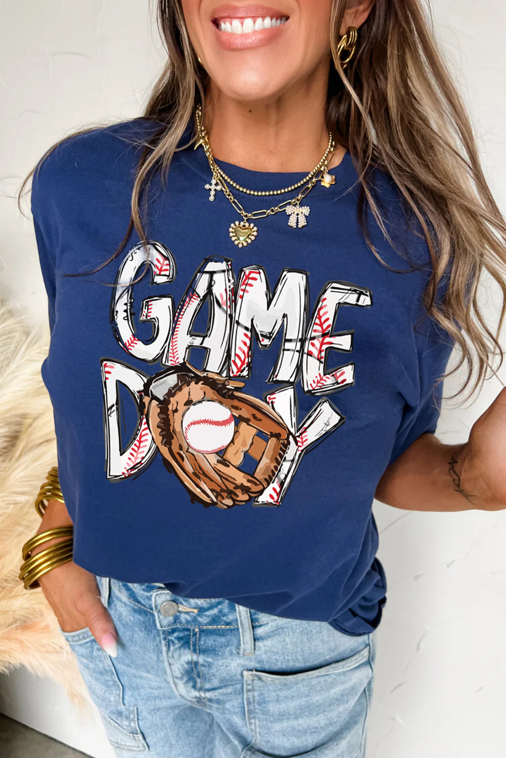 Hazel Blues® |  Blue GAME DAY TOUCH DOWN Graphic T Shirt