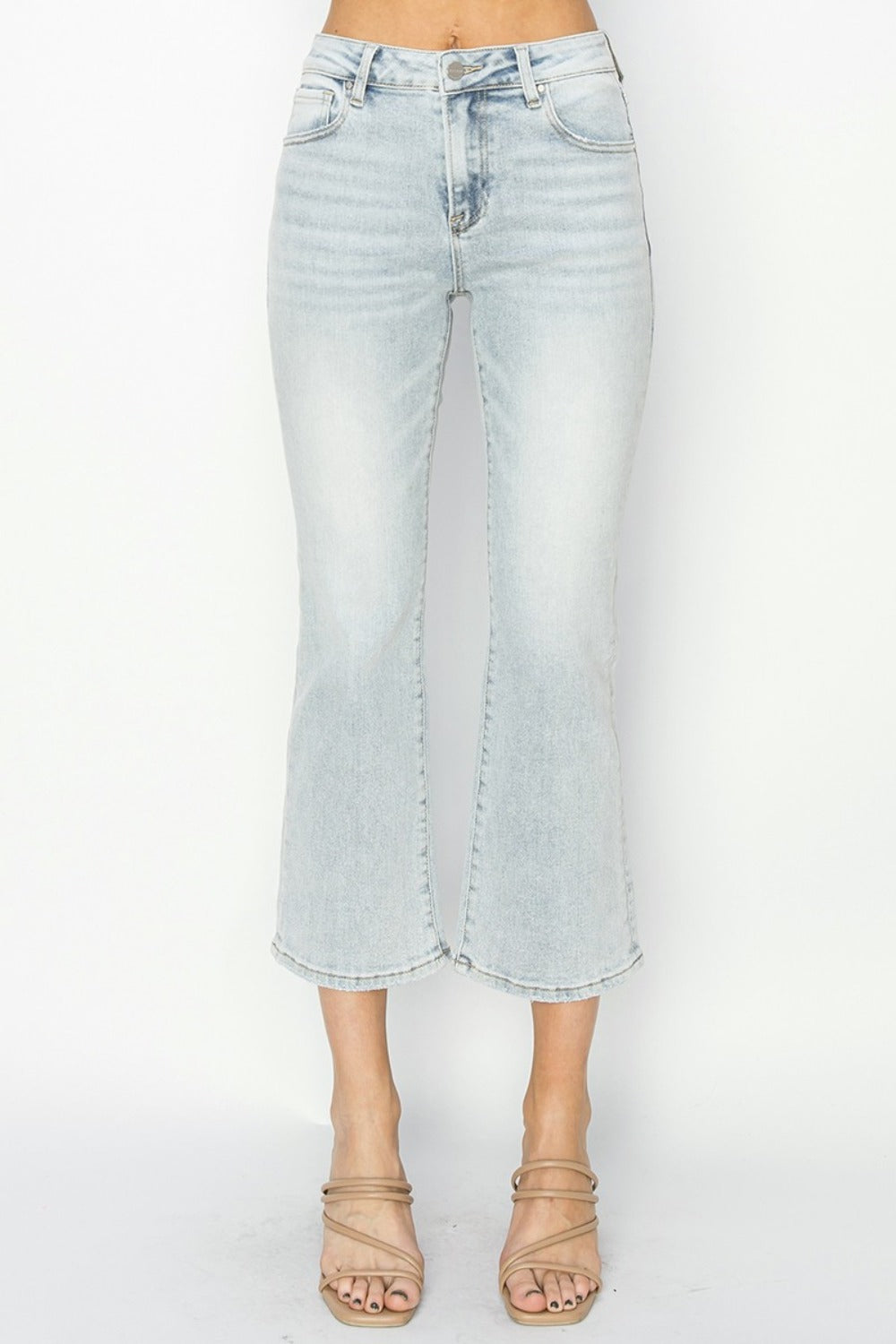 Hazel Blues® |  RISEN Mid Rise Cropped Flare Jeans