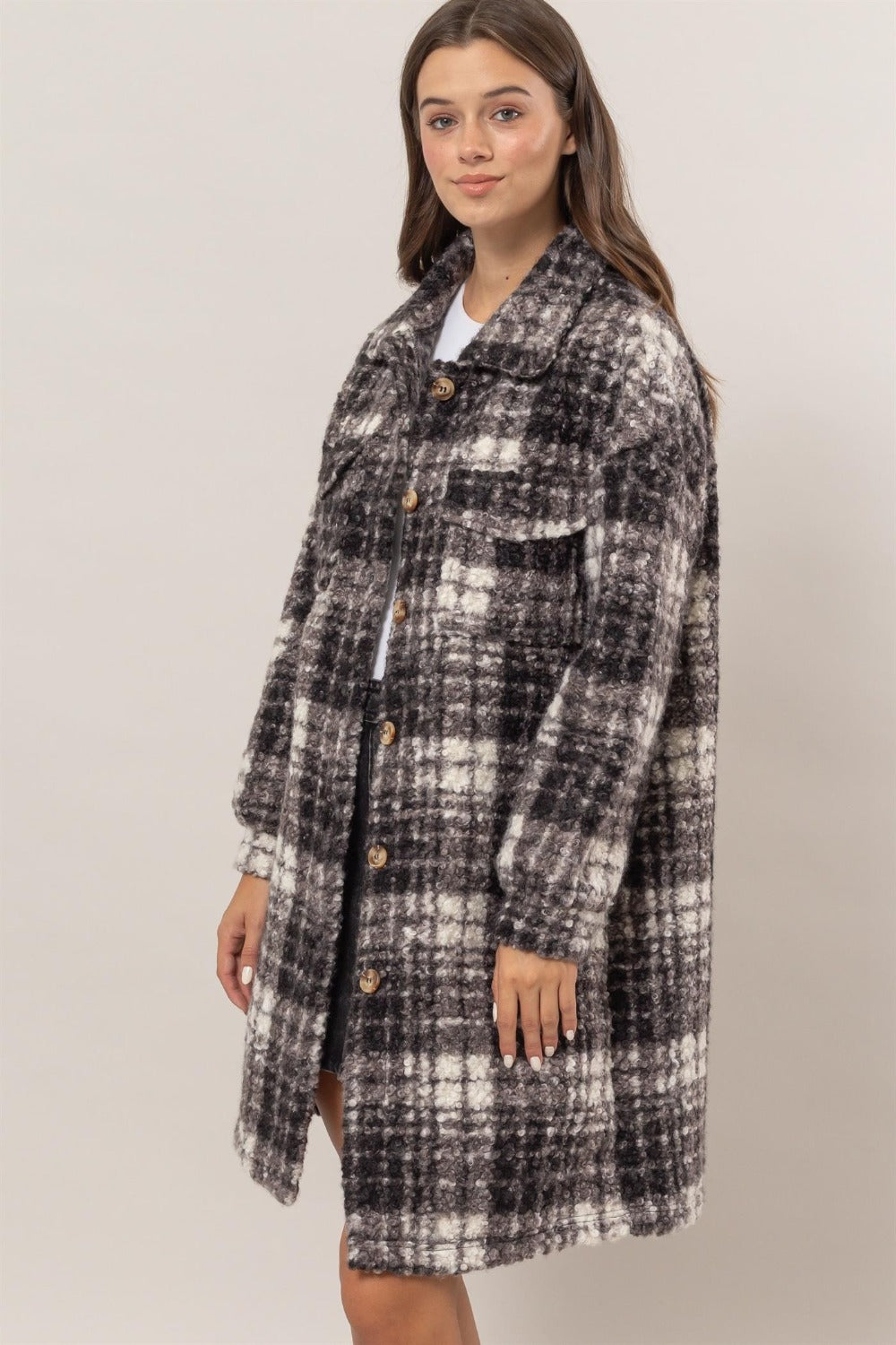 Hazel Blues® |  HYFVE Plaid Button Down Longline Shacket