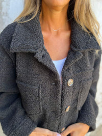 Hazel Blues® |  Fuzzy Button Up Drop Shoulder Jacket