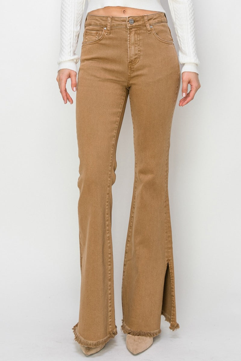 Hazel Blues® |  RISEN Bailey High Waist Side Slit Flare Jeans