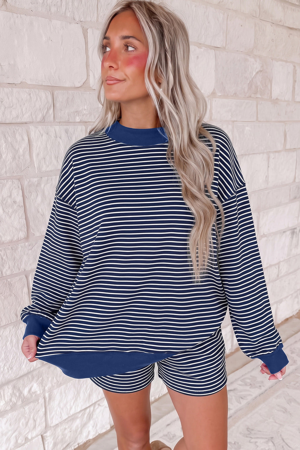 Harbor Stripe Oversized Short Set
