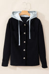 Hazel Blues® |  Drawstring Button Up Long Sleeve Hooded Jacket