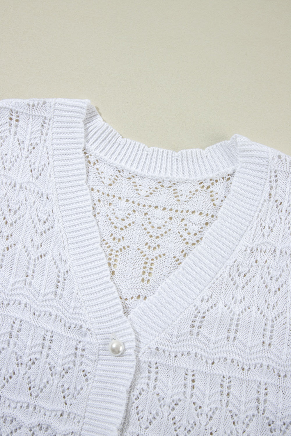 Hazel Blues® |  Openwork V-Neck Half Sleeve Cardigan