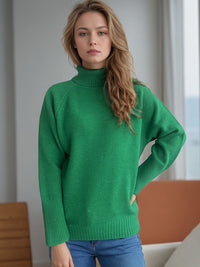 Hazel Blues® |  Turtleneck Raglan Sleeve Sweater