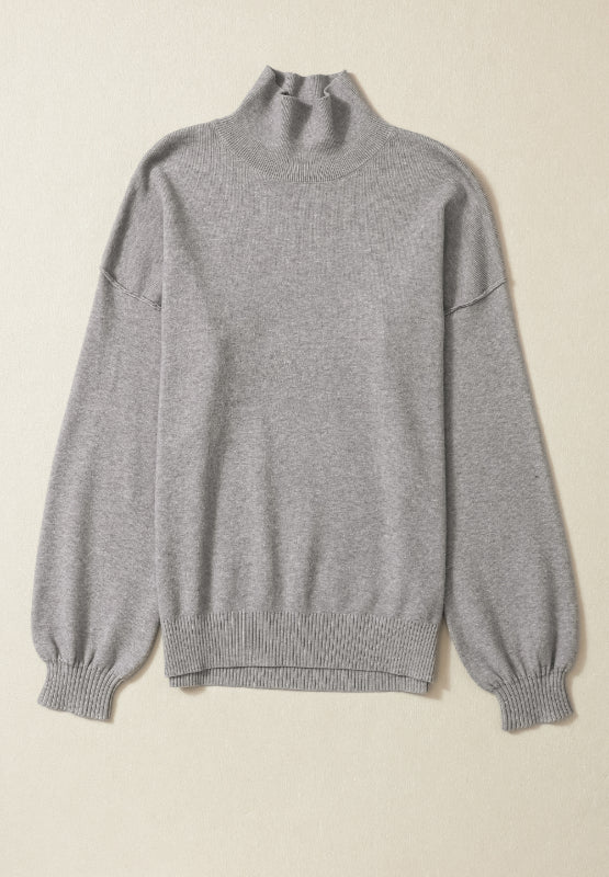 Hazel Blues® |  Mock Neck Dropped Shoulder Sweater