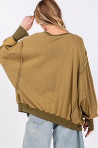 Hazel Blues® |  SAGE + FIG Mineral Wash Side Slit Oversized Sweatshirt