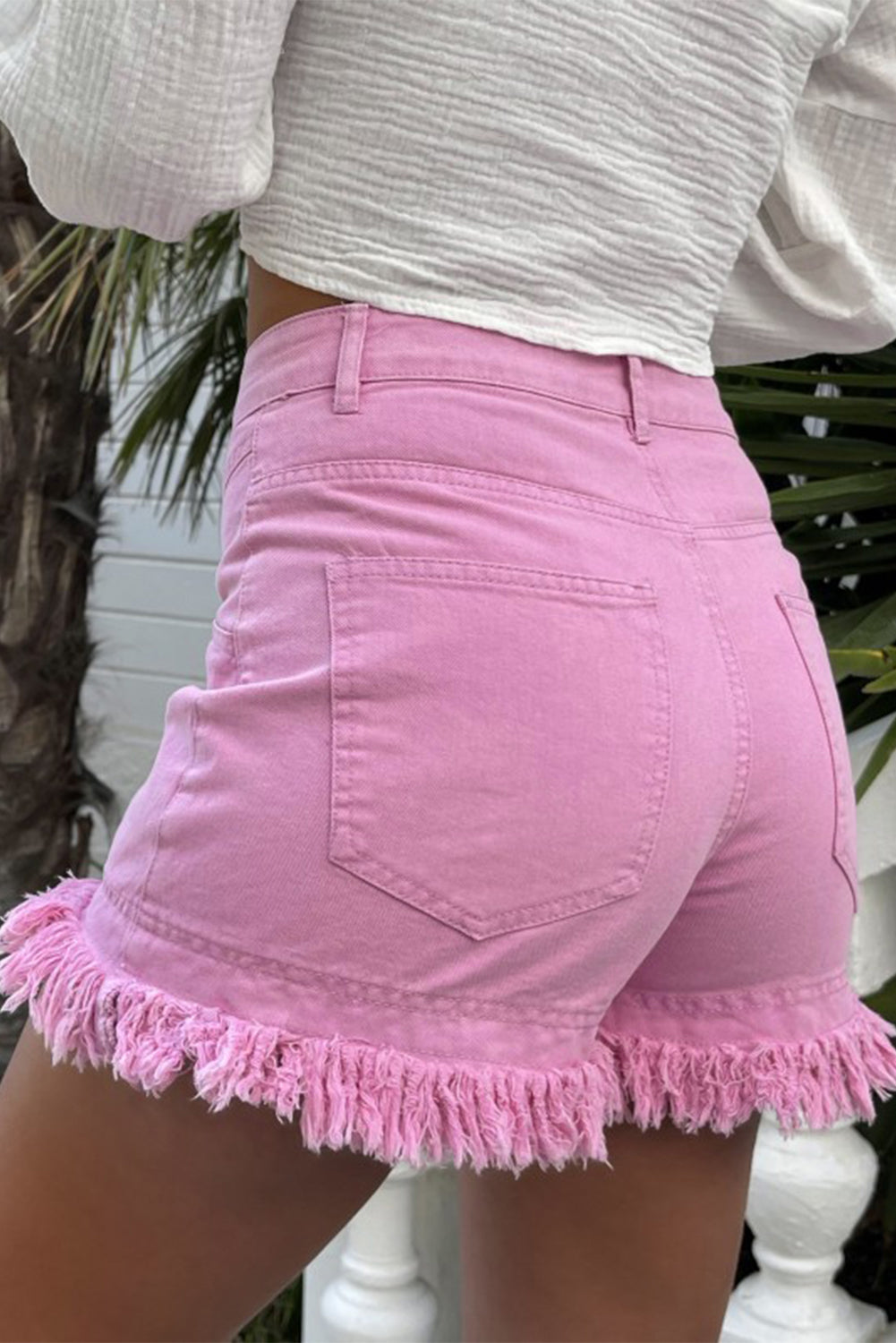 Frayed Edge Mid Rise Denim Shorts | Denim Frayed Shorts