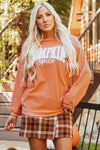 Hazel Blues® |  Orange PUMPKIN Spice Graphic Corded Crewneck Sweatshirt
