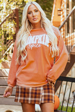 Hazel Blues® |  Orange PUMPKIN Spice Graphic Corded Crewneck Sweatshirt
