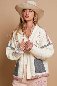 Hazel Blues® |  POL Embroidered Open Front Long Sleeve Jacket