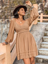 Hazel Blues® |  Crochet V-Neck Balloon Sleeve Dress