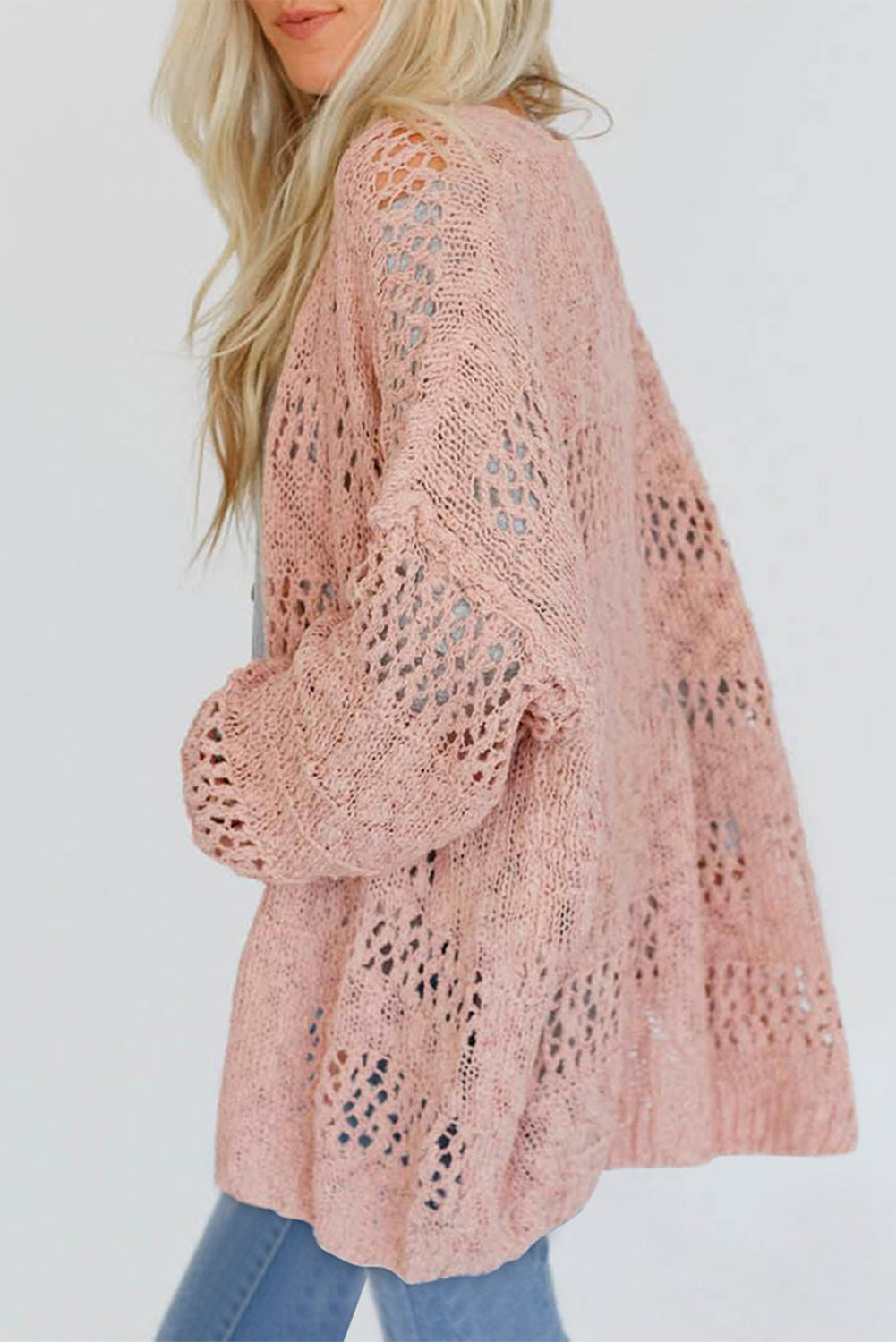 Hazel Blues® |  Openwork Open Front Long Sleeve Cardigan