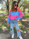Hazel Blues® |  Finnley Colorblock Pullover in Four Colors