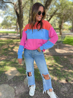 Hazel Blues® |  Finnley Colorblock Pullover in Four Colors