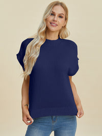 Hazel Blues® |  Double Take Mock Neck Short Sleeve Sweater