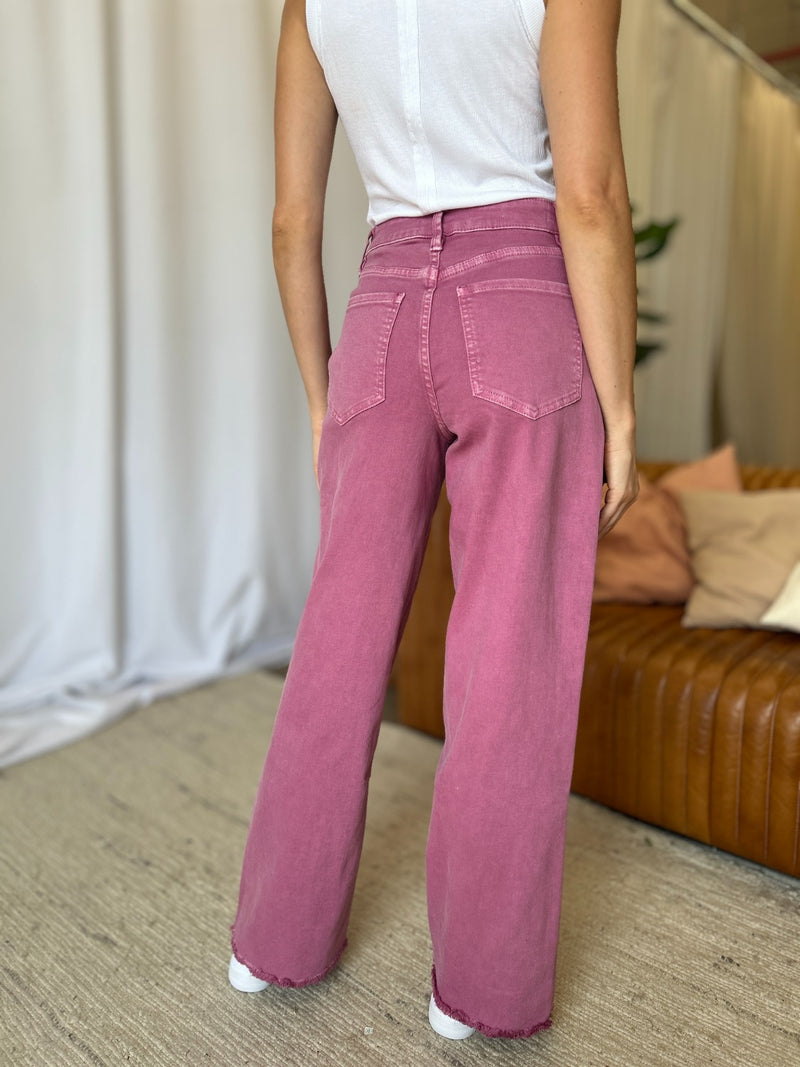 Hazel Blues® |  RFM High Rise Garment Dye Wide Leg Jeans