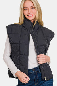 Hazel Blues® |  Zenana Zip Up Cropped Puffer Vest with Pockets