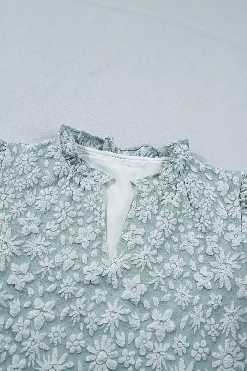 Floral Textured Jacquard Puff Sleeve Blouse – Hazel Blues®