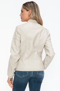 Hazel Blues® |  Snobbish Faux Leather Biker Jacket with Side Zip Pockets