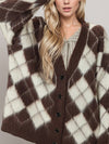 Hazel Blues® |  Plaid V-Neck Button Up Cardigan