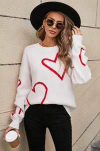 Hazel Blues® |  Angel Wings Heart Dropped Shoulder Long Sleeve Sweater