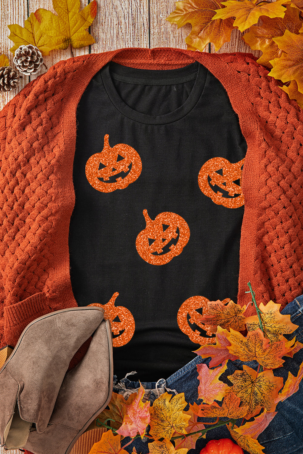 Jack-O'-Lantern Glitter T-Shirt