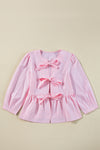 Hazel Blues® |  Tied Bow Striped Round Neck Blouse