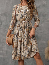 Hazel Blues® |  Printed Round Neck Three-Quarter Sleeve Dress