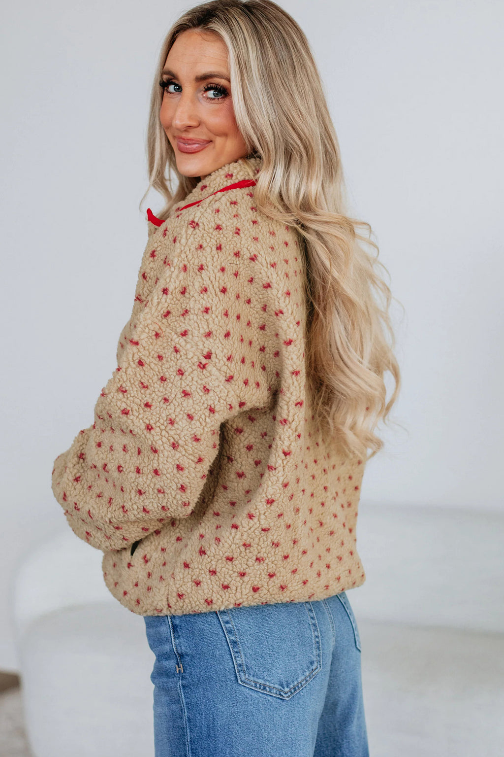 Valentine Heart Fleece Colorblock Sweatshirt