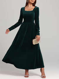 Hazel Blues® |  Velvet Square Neck Long Sleeve Dress