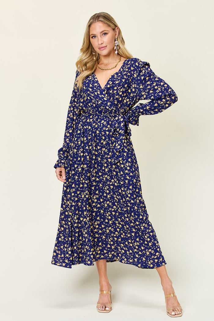 Hazel Blues® |  Double Take Tie Back Flounce Sleeve Dress