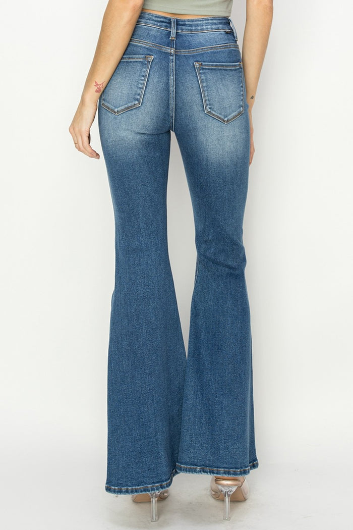 Hazel Blues® |  RISEN High Rise Front Seam Detailed Flare Jeans