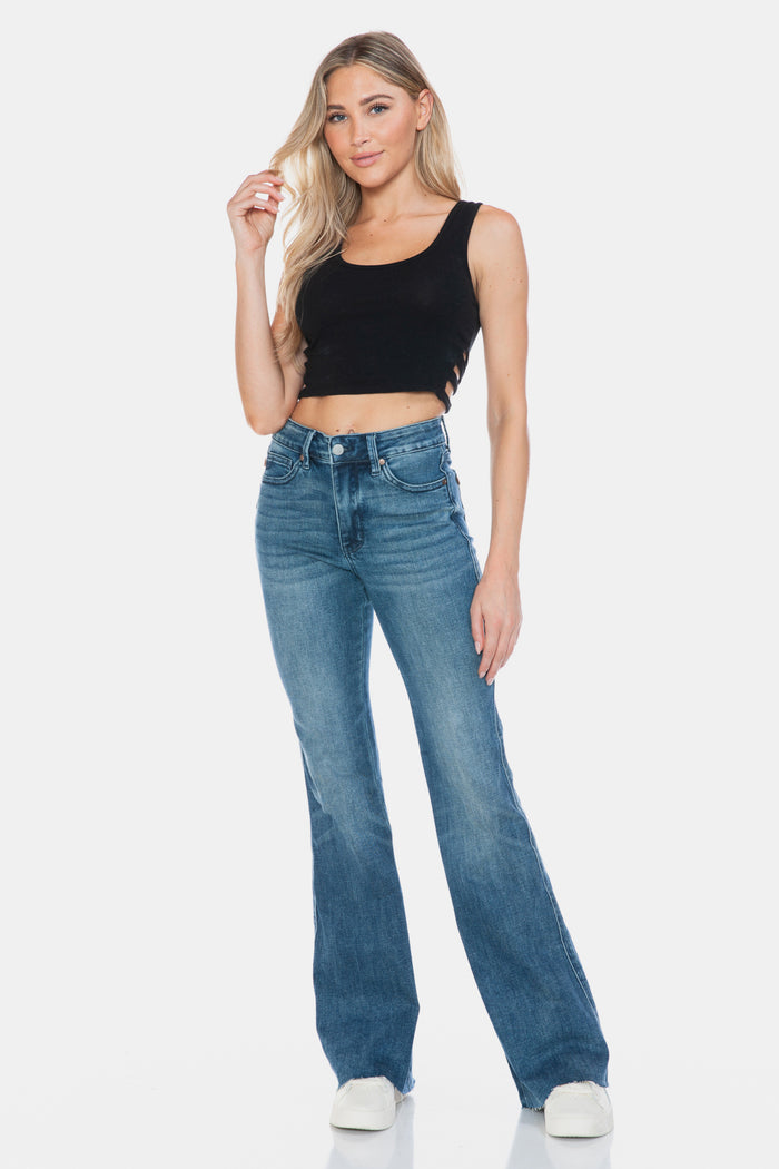 Hazel Blues® |  Judy Blue Tummy Control Cut Hem Flare Jeans