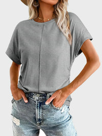 Hazel Blues® |  Ruched Round Neck Short Sleeve T-Shirt