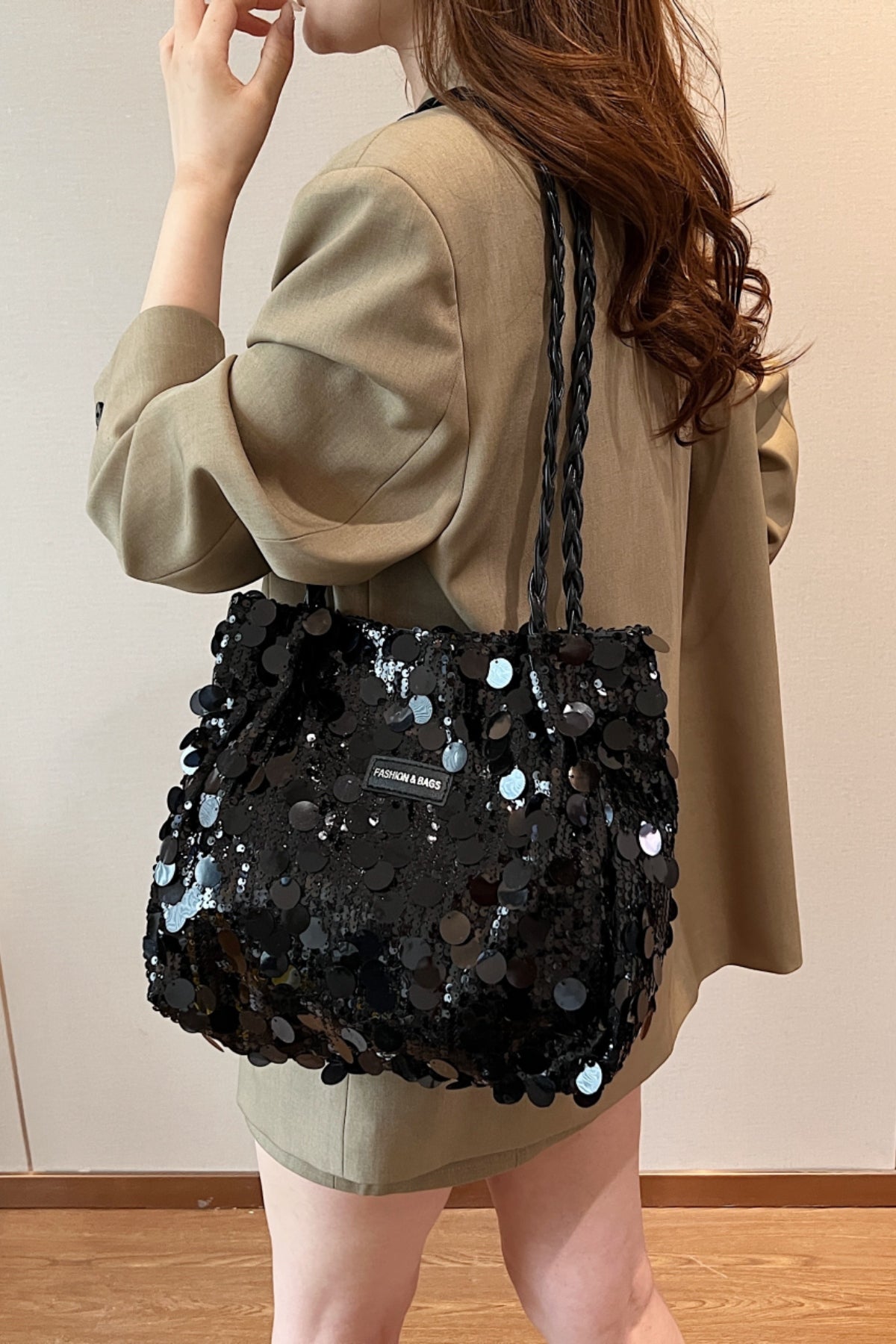 Hazel Blues® |  Sequin Braided Strap Shoulder Bag