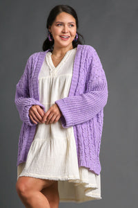 Hazel Blues® |  Umgee Cable Knit Open Front Long Sleeve Cardigan