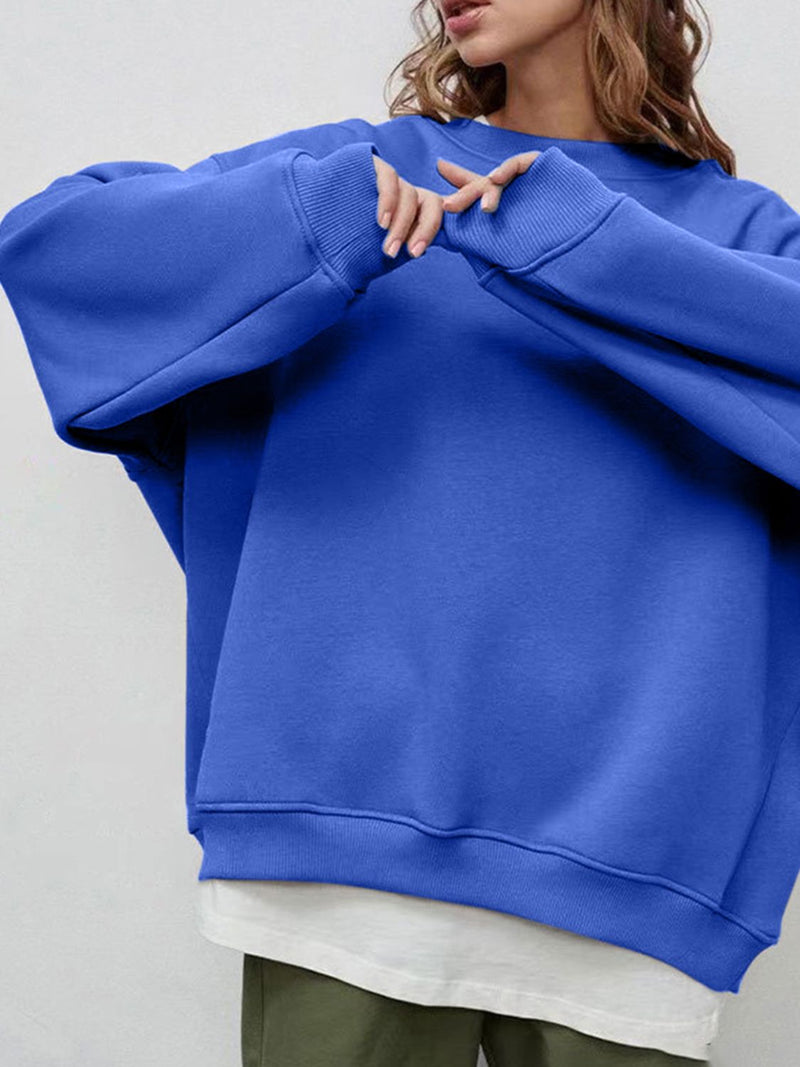 Hazel Blues® |  Round Neck Dropped Shoulder Long Sleeve Sweatshirt