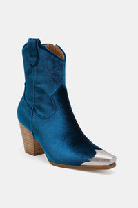 Hazel Blues® |  Beast Fashion Velvet Block Heel Boots with Side Zippers