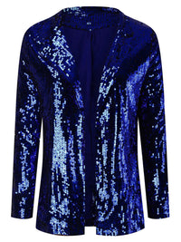 Hazel Blues® |  Sequin Lapel Collar Long Sleeve Blazer