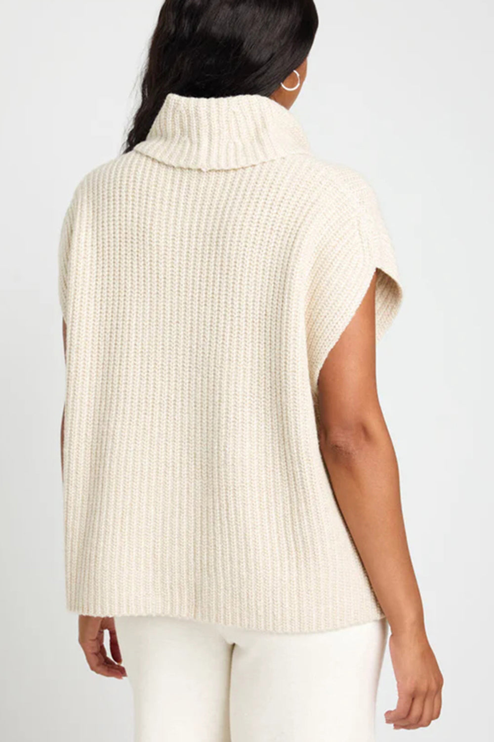 Hazel Blues® |  Slit Turtleneck Cap Sleeve Sweater