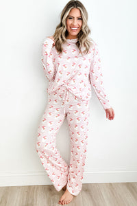 Hazel Blues® |  Santa Print Long Sleeve Top and Pants Lounge Set