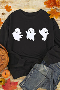 Hazel Blues® |  Ghost Round Neck Long Sleeve Sweatshirt