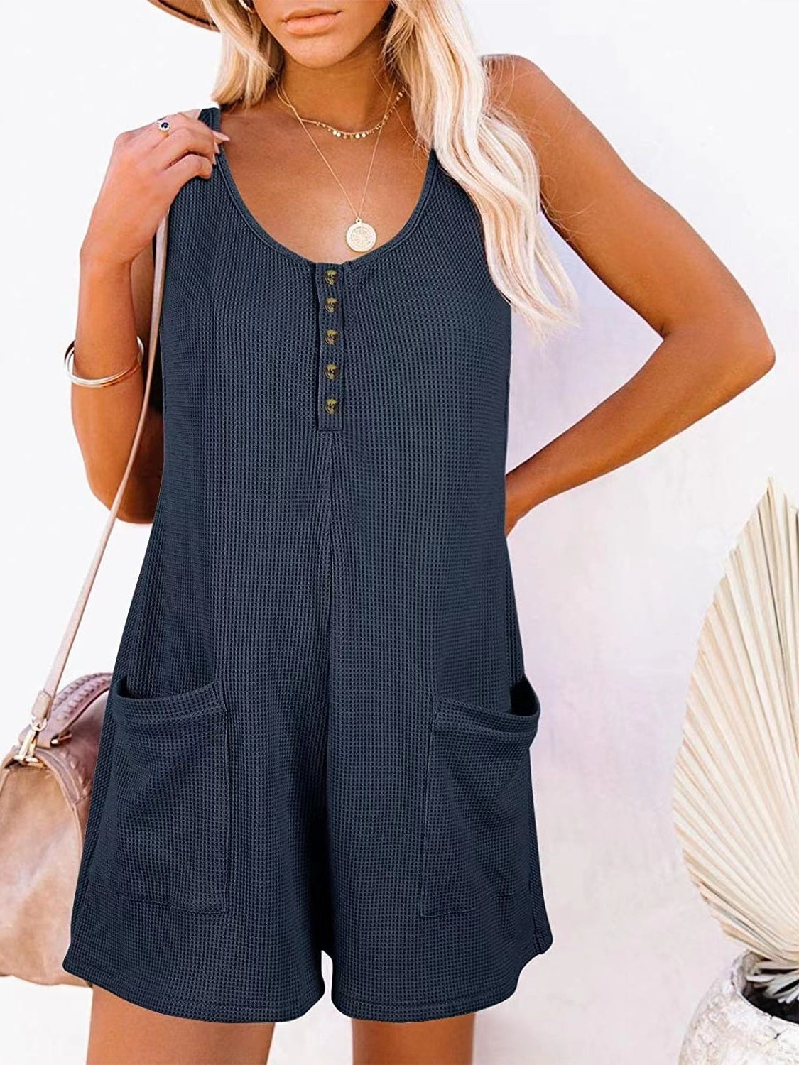 Hazel Blues® |  Pocketed Scoop Neck Sleeveless Romper