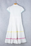 Hazel Blues® |  Contrast Trim Button Up Short Sleeve Dress