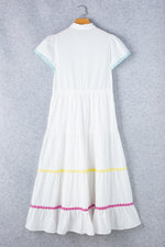 Hazel Blues® |  Contrast Trim Button Up Short Sleeve Dress