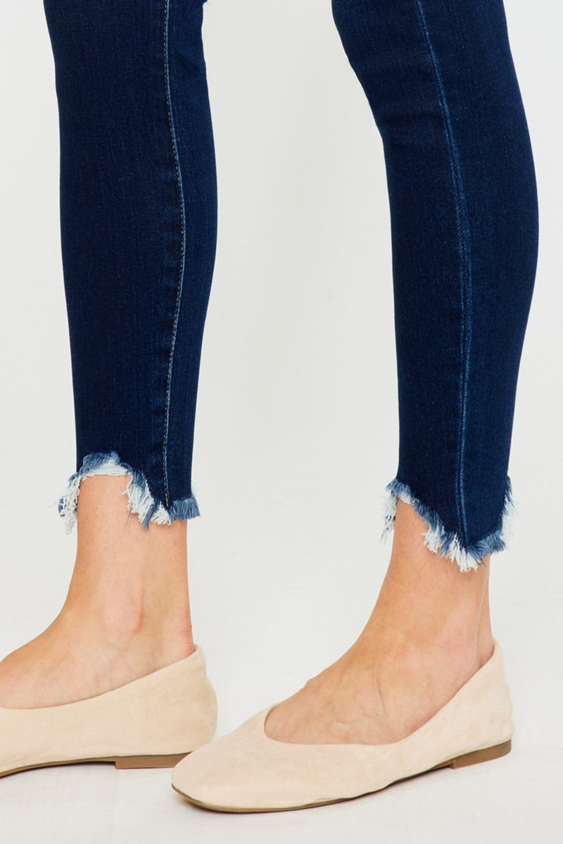 Hazel Blues® |  Kancan High Rise Frayed Ankle Skinny Jeans