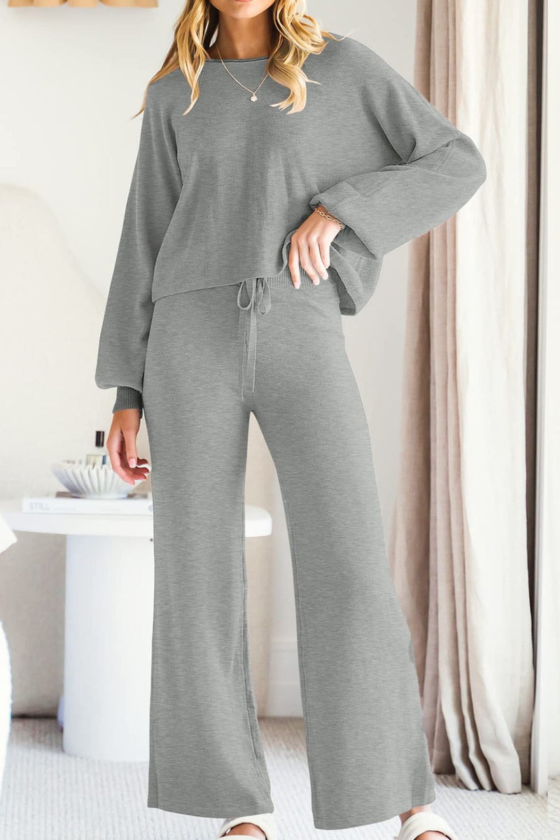 Hazel Blues® |  Round Neck Long Sleeve Top and Pants Set