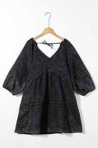 Hazel Blues® |  V-Neck Three Quarter Sleeve Denim Dress