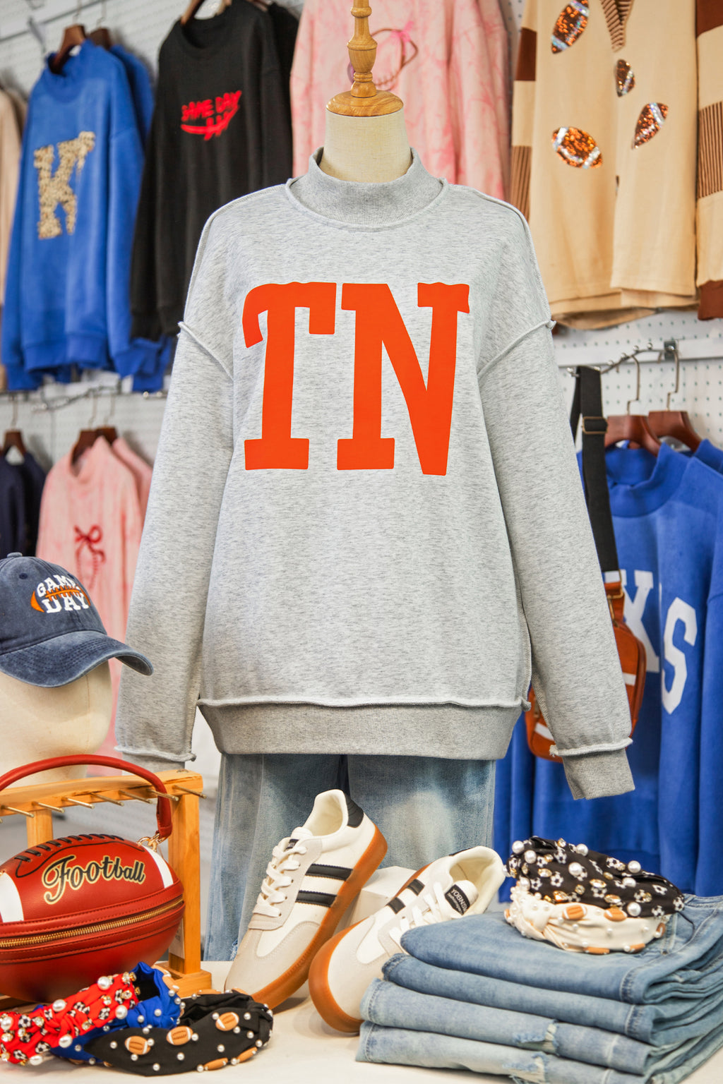 TN TENNESSEE Double Printed Reversible Mock Neck Sweatshirt